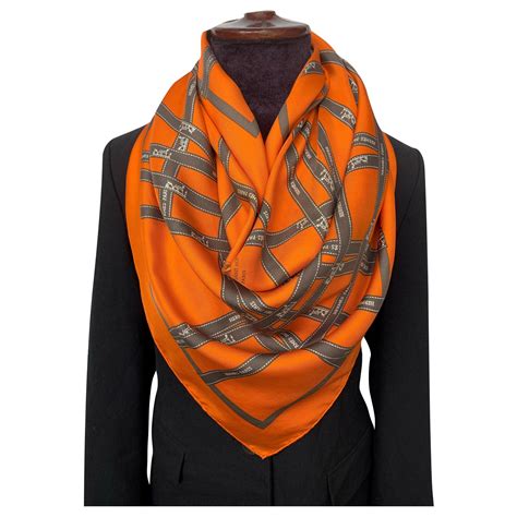 orange black taupe ribbon hermes scarf|hermes scarf orange.